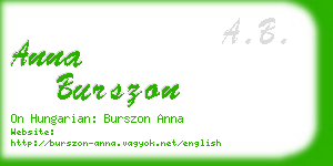 anna burszon business card